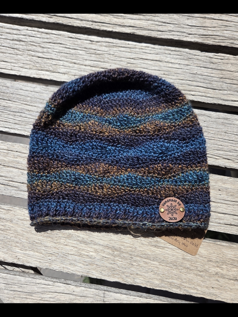 Artisan Handmade Crochet Lightweight Merino Wool Blend "Deep Sea Dive" Beanie